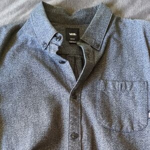 Vans Men's Charcoal Long Sleeve Casual Button-Down Shirt